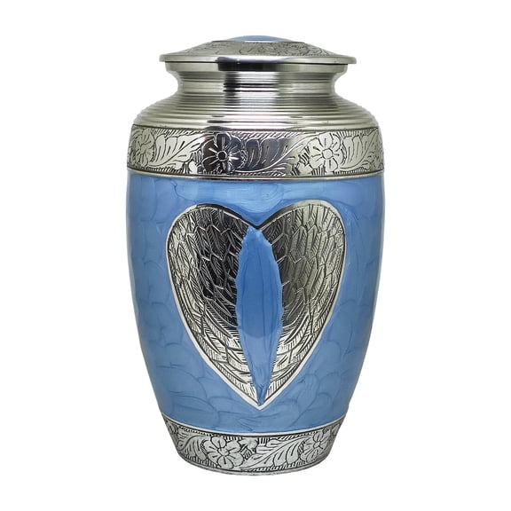 Ample Crimination URN With Engraving | Large 10.5" Elegant Memorial Urn for Ashes with Meena Floral Design & Engraving Option ACU065