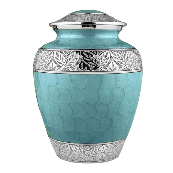 Ample Crimination URN Without Engraving | Large 10.5" Elegant Memorial Urn for Ashes with Meena Floral Design & Engraving Option ACU100