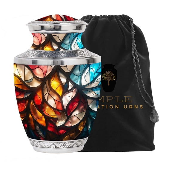 Ample Crimination URN Without Engraving | Large 10.5" Elegant Memorial Urn for Ashes with Meena Floral Design & Engraving Option ACU300