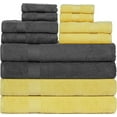 thumbnail image 1 of Ample Décor Bathroom Towel Set of 12- 4 Bath Towel, 4 Hand Towel, 4 Washcloths - Machine Washable - Grey & Yellow, 1 of 5