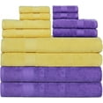 thumbnail image 1 of Ample Décor Bathroom Towel Set of 12- 4 Bath Towel, 4 Hand Towel, 4 Washcloths - Machine Washable - Purple & Yellow, 1 of 5