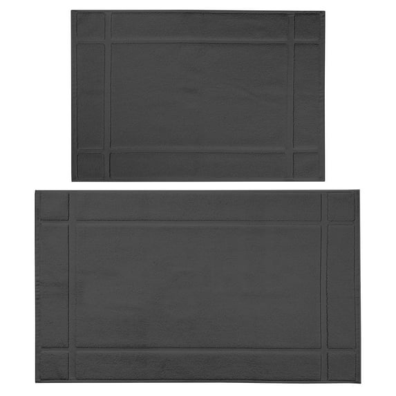 Ample Décor Cotton Bath Mats 24 x 17 inch and 34 x 20 inch Pack of 2 1350 GSM - Grey