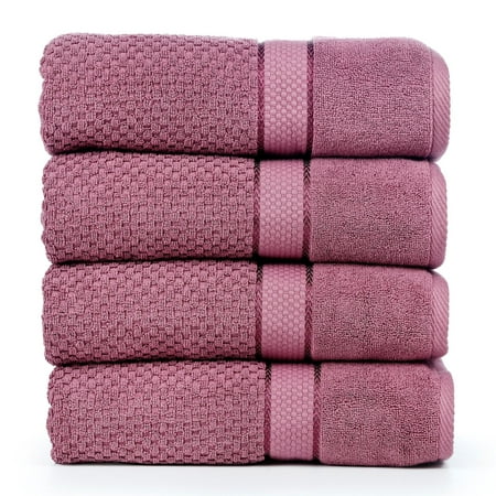 Ample Decor 100% Cotton Bath Towels for Bathroom Set of 4 - Popcorn Textured, Quick Dry, Highly Absorbent - Mulaayam Collection - 30 X 54 Inch