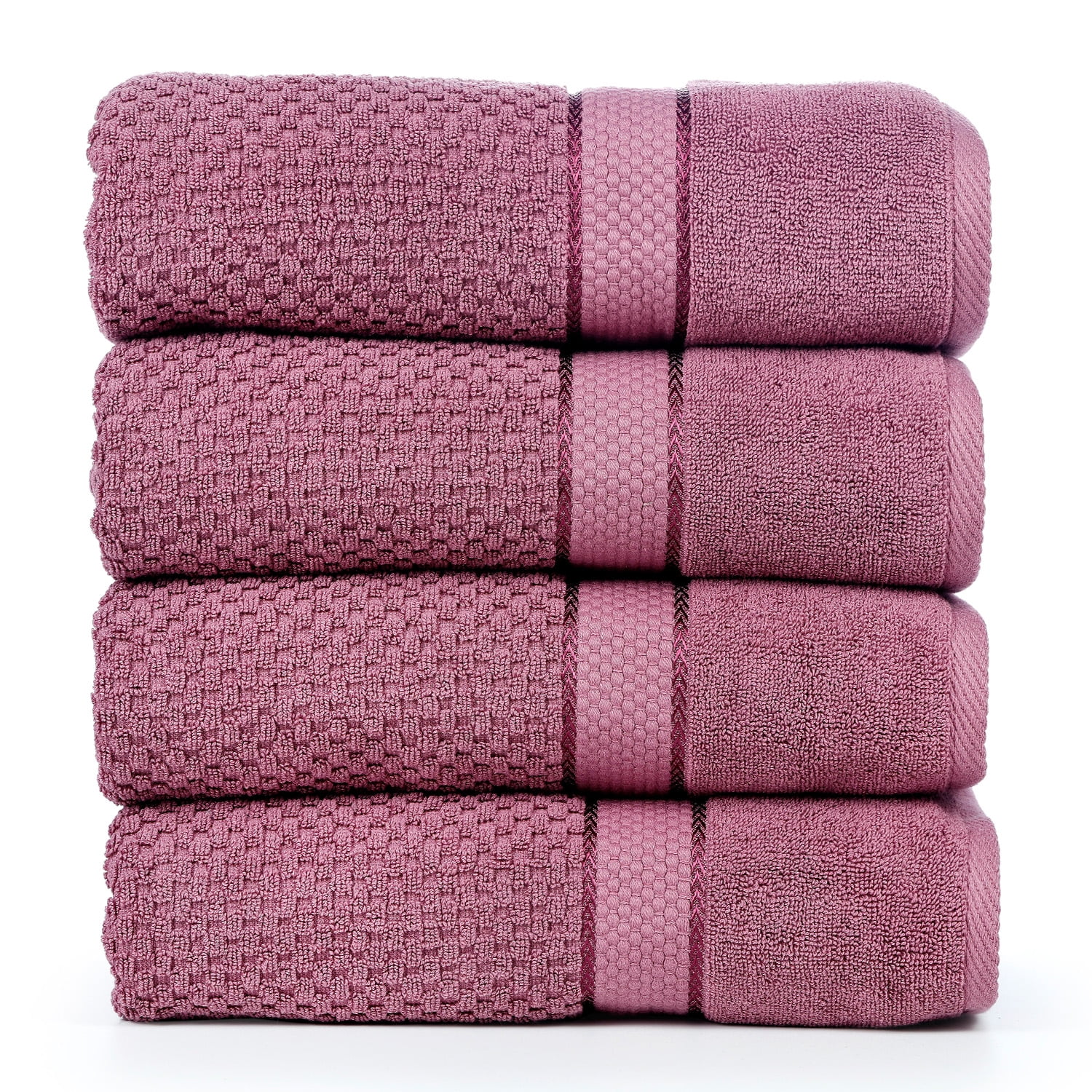 Grape Purple Cotton Popcorn Textured Bath Towel Set of 4