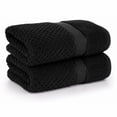 thumbnail image 1 of Ample Decor 100% Cotton Black Hand Towel for Bathroom Set of 2- Super Soft, Quick-Dry, Highly Absorbent, Popcorn Textured - Mulaayam Collection - 18 X 28 Inch, 1 of 5