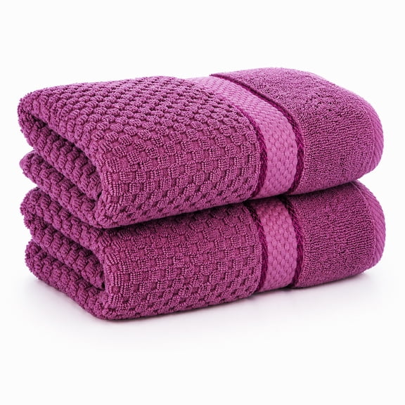 Ample Decor 100% Cotton Hand Towel for Kitchen Set of 2, OEKO TEX Certified, for Bathroom, Hotel, Spa, Gym, Kitchen - Grape Purple - 18 X 28 Inch -Mulaayam Collection