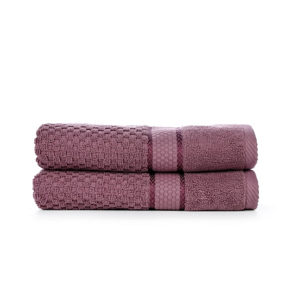 Ample Decor 100% Cotton Hand Towel for Kitchen Set of 2, OEKO TEX Certified, for Bathroom, Hotel, Spa, Gym, Kitchen - Grape Purple - 18 X 28 Inch -Mulaayam Collection