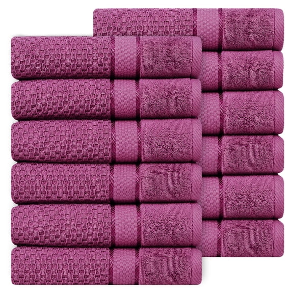 Ample Decor 100% Cotton Hand Towel for Kitchen Set of 12 for Hotel, Spa, Gym, Kitchen - Grape Purple - 18 X 28 Inch