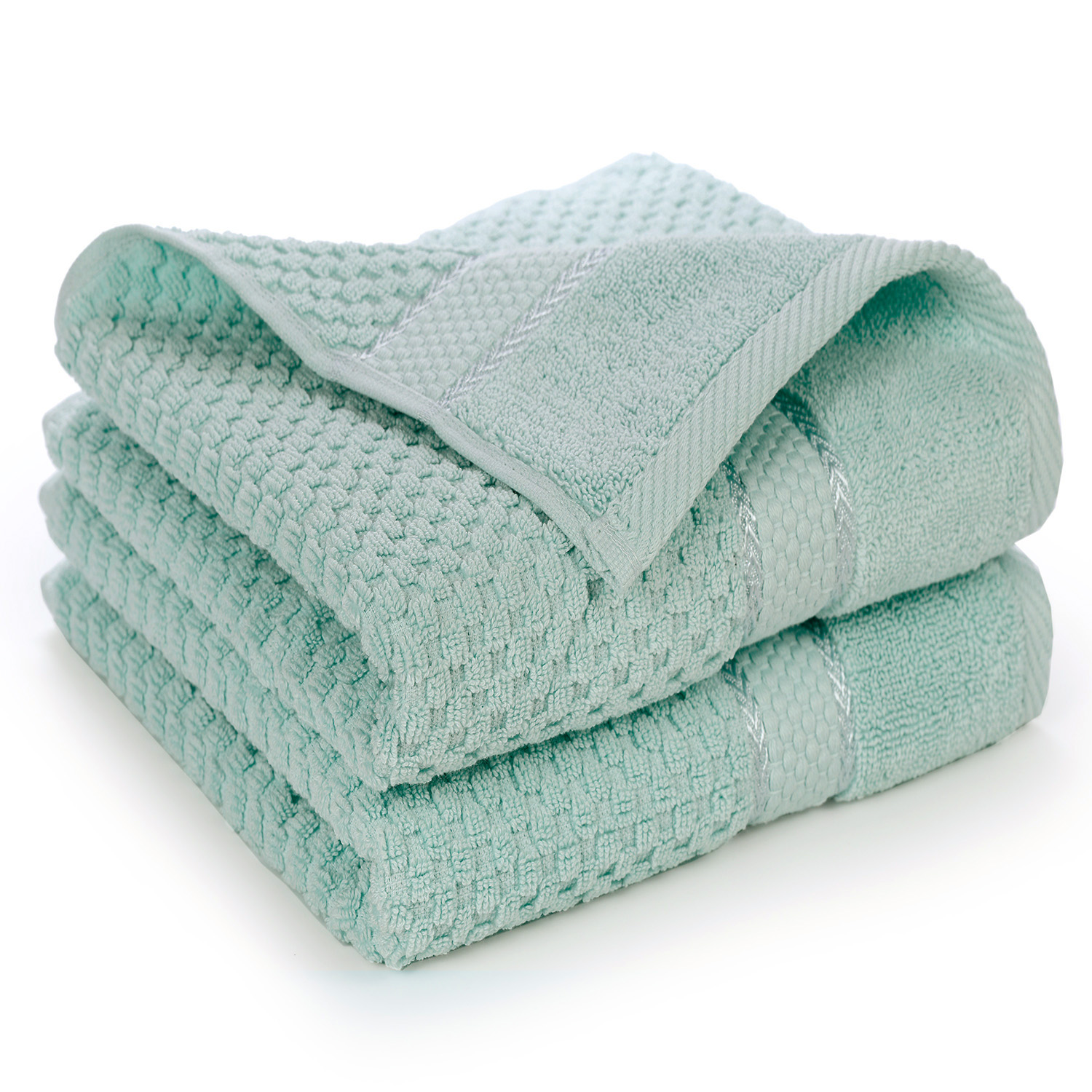 Ample Decor - 10 Asciugamani Viso 30,5x30,5 Cm - 100% Cotone, 600 G/m² - Morbidi E Assorbenti - Verde