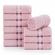 Ample Decor 100% Cotton Soft Pink Washcloths Set of 10- Super Soft, Quick-Dry, Highly Absorbent, Popcorn Textured - Mulaayam Collection - 12 X 12 Inch
