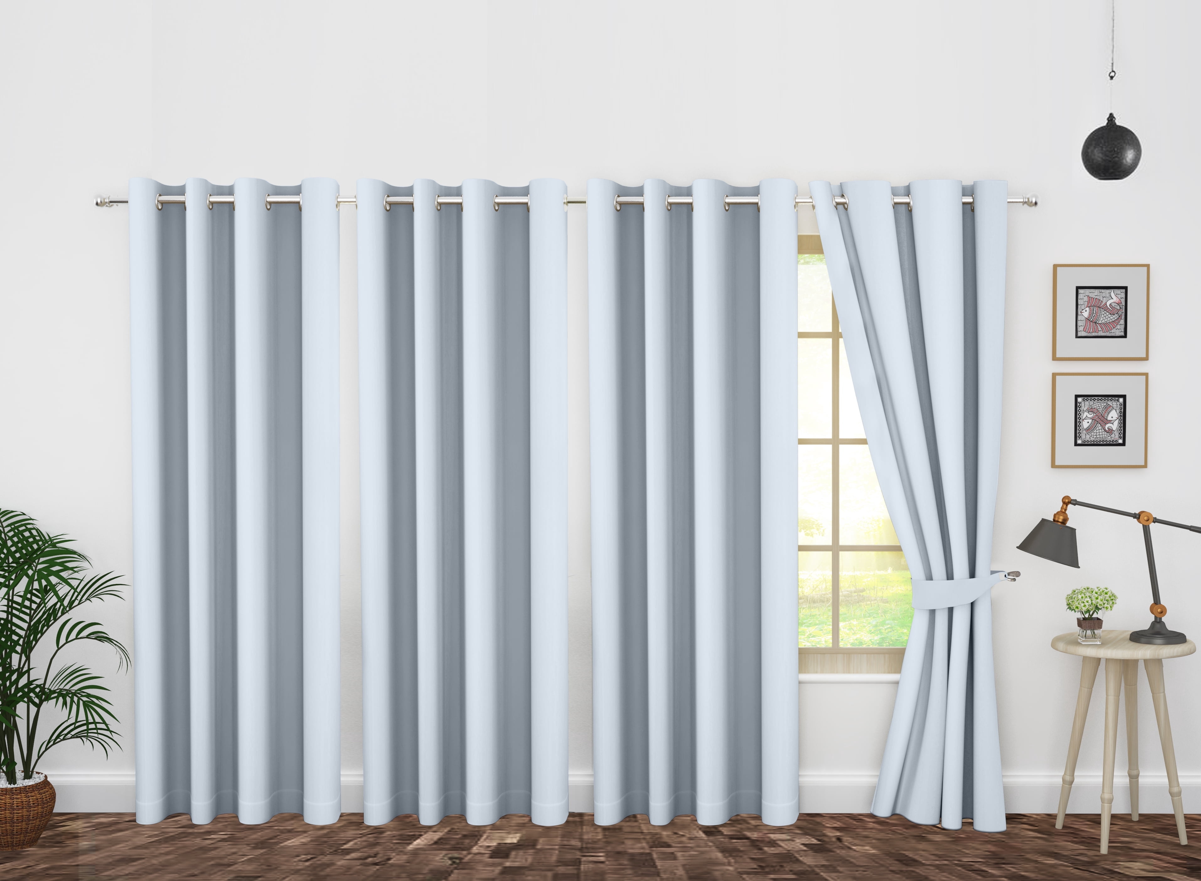 Ample Decor Blackout Curtain 46 x 84 inch Steel Grey Set of 4 Panels, Room Darkening for Bedroom, Noise Reducing, Privacy Protection