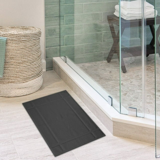 Ample Decor Bath Mat Pure Cotton 1350 GSM Soft Bath Mat by - 1 Pc Grey 34" X 20"