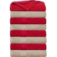 thumbnail image 1 of Ample Decor Bath Towel 30 x 54 inch Pack of 8 600 GSM 100% Cotton, Soft Absorbent, Lightweight, Quick Drying, Machine Washable for Hotel, Gym, Kitchen -Beige - Red, 1 of 5