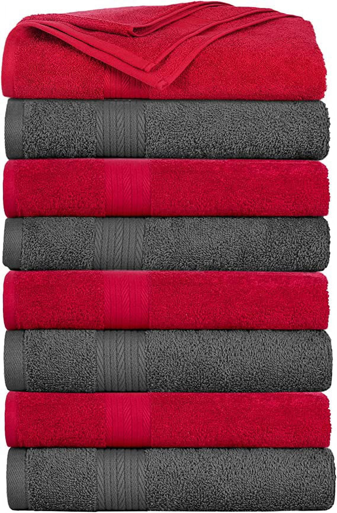 Ample Decor Bath Towel 30 x 54 inch Pack of 8 600 GSM 100 Cotton Soft Absorbent Lightweight Quick Drying Machine Washable for Hotel Gym Kitchen