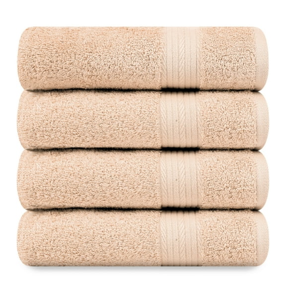 Ample Decor Bath Towel for Bathroom 30X54 inch 100% Cotton - 4pcs Beige