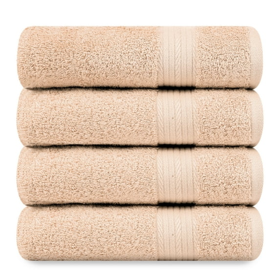 Ample Decor Bath Towel for Bathroom 30X54 inch 100% Cotton - 4pcs Beige