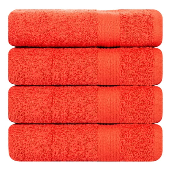 Ample Decor Bath Towel for Bathroom 30X54 inch 100% Cotton - 4pcs Orange
