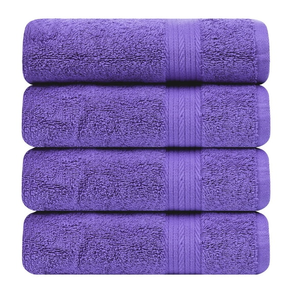 Ample Decor Bath Towel for Bathroom 30X54 inch 100% Cotton - 4pcs Purple
