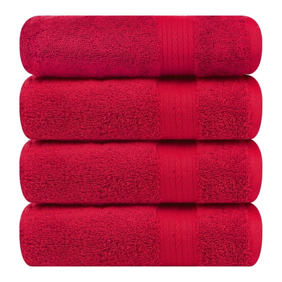 Ample Decor Bath Towel for Bathroom 30X54 inch 100% Cotton - 4pcs Red