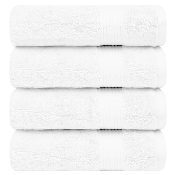 Ample Decor Bath Towel for Bathroom 30X54 inch 100% Cotton - 4pcs White
