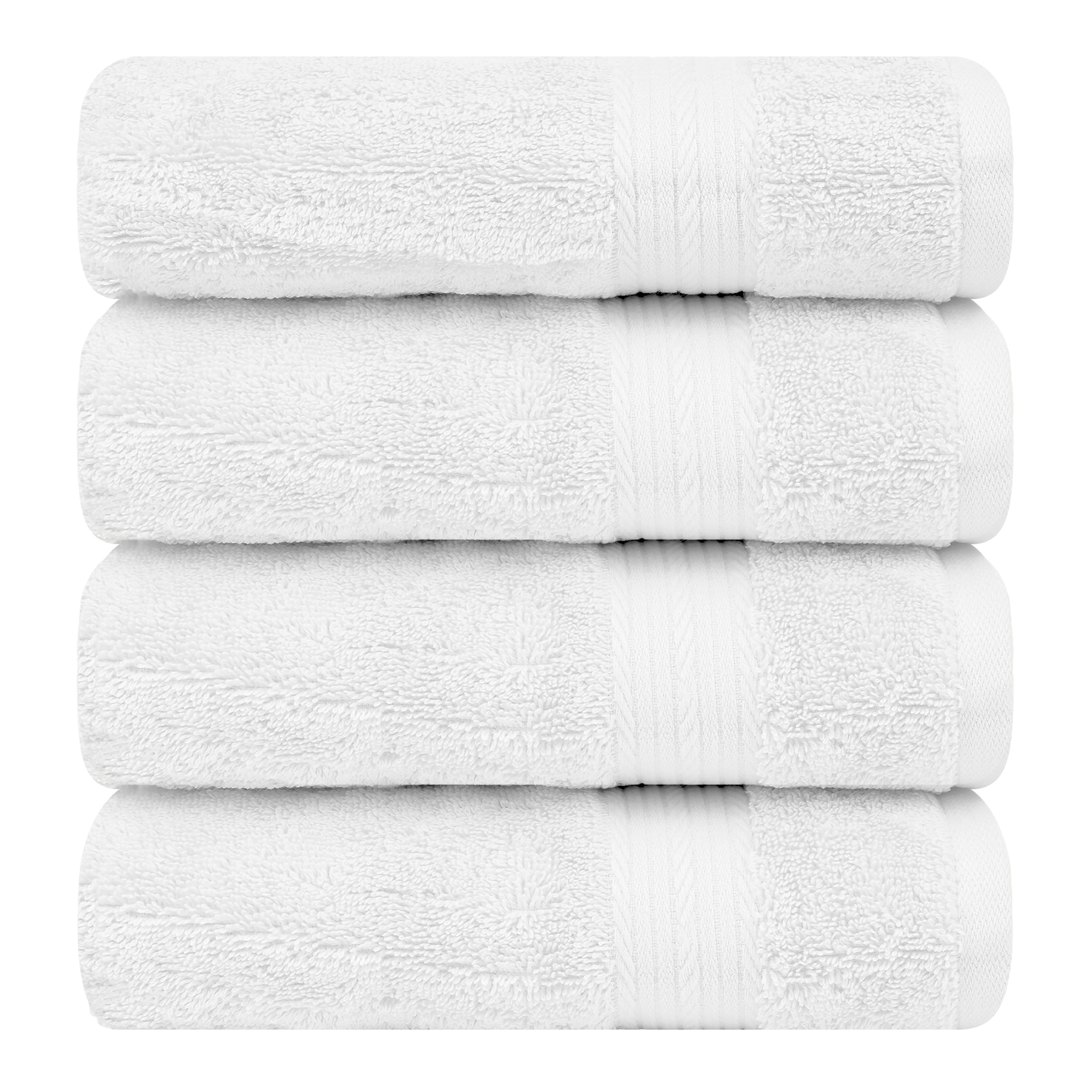 Ample Decor Bath Towel for Bathroom 30X54 inch 100% Cotton - 4pcs White