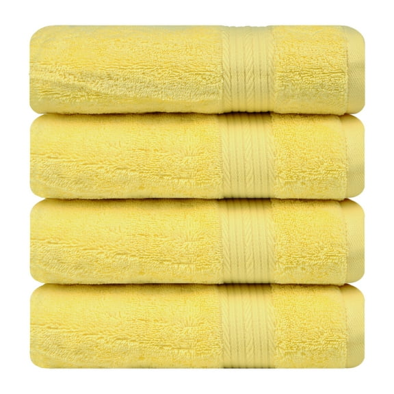 Ample Decor Bath Towel for Bathroom 30X54 inch 100% Cotton - 4pcs Yellow