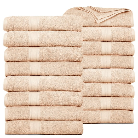 Ample Decor Bath Towels 30X54 inch 100% Cotton - 16pcs Beige
