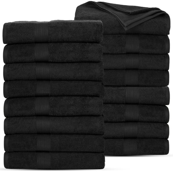 Ample Decor Bath Towels 30X54 inch 100% Cotton - 16pcs Black