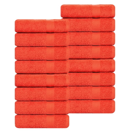 Ample Decor Bath Towels 30X54 inch 100% Cotton - 16pcs Orange