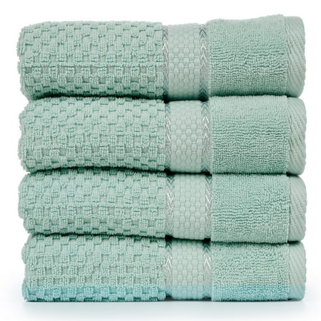 Ample Decor Bath Towels for Bathroom Set of 4 100% Cotton Popcorn Textured -Quick Dry, Highly Absorbent - Mulaayam Collection - Mint Green- 30 X 54 Inch