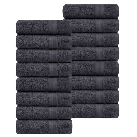 Ample Decor Bath Towels Set of 16 30X54 inch 100% Cotton - Grey