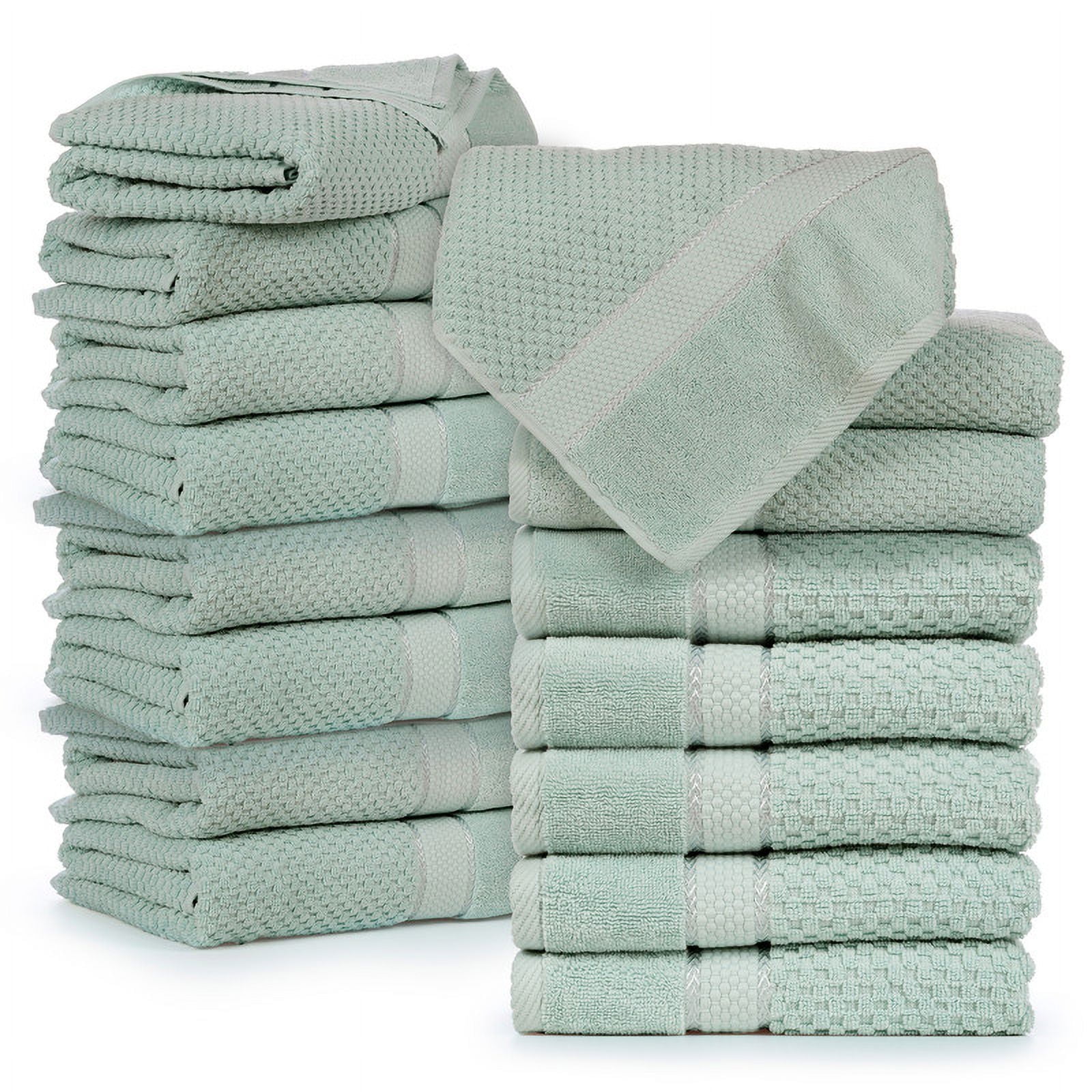 Ample Decor Bath Towels for Bathroom Set of 16 100% Cotton Popcorn ...
