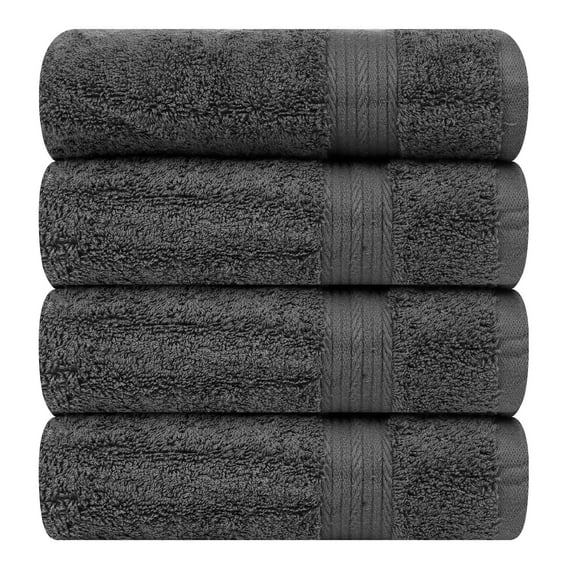 Ample Decor Bathroom Bath Towels 30X54 inch 100% Cotton - 4pcs Grey