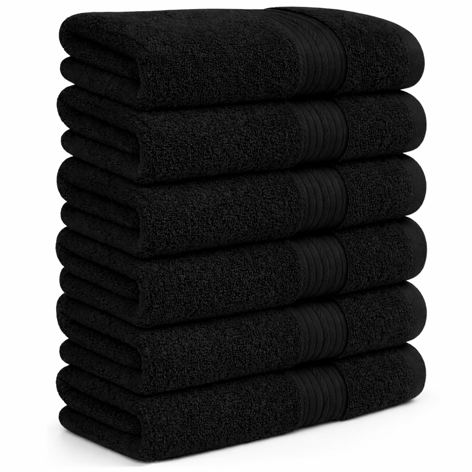 Ample Decor Bathroom Hand Towels 100% Cotton 18X28 inch -6pc Black