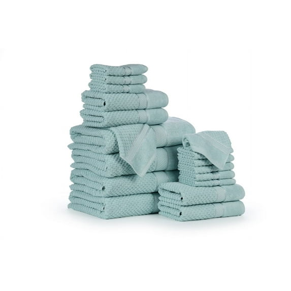 Ample Decor Bathroom Towel Set of 18-4 Bath Towel, 4 Hand Towel, 10 Wash Cloths - Ideal for Gifting, Hotel, Gym, Spa - Mint Green