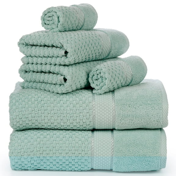Ample Decor Bathroom Towel Set of 6 - 2 Bath Towel, 2 Hand Towel, 2 Wash Cloths – Ideal for Gifting, Hotel, Gym, Spa - Mint Green
