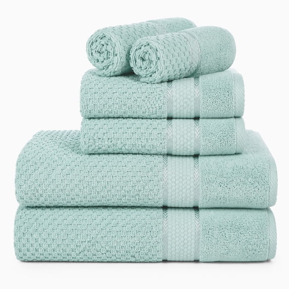 Ample Decor Bathroom Towel Set of 6 - 2 Bath Towel, 2 Hand Towel, 2 Wash Cloths – Ideal for Gifting, Hotel, Gym, Spa - Mint Green