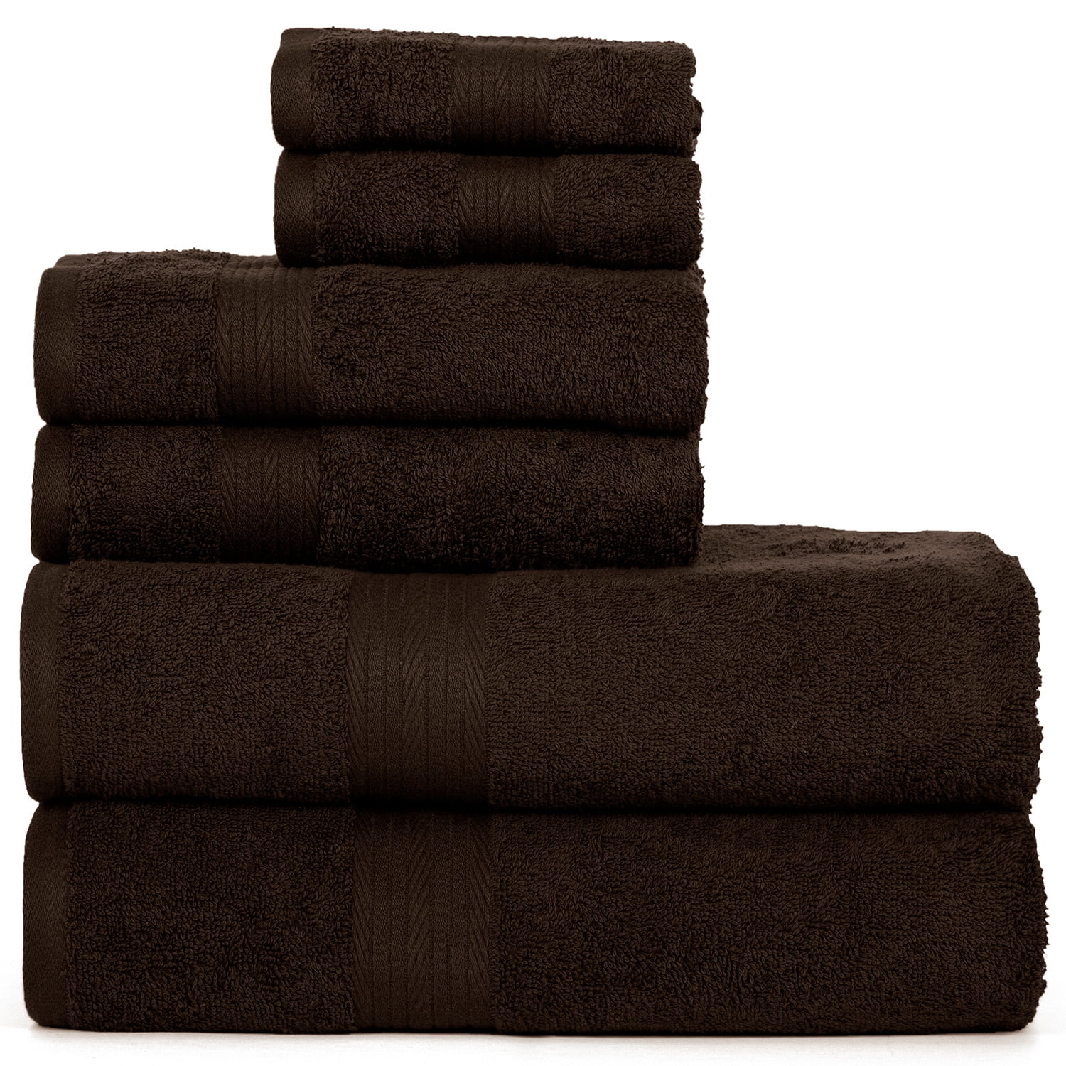 Bath Towel Set, Dark Brown - 2 Design Options