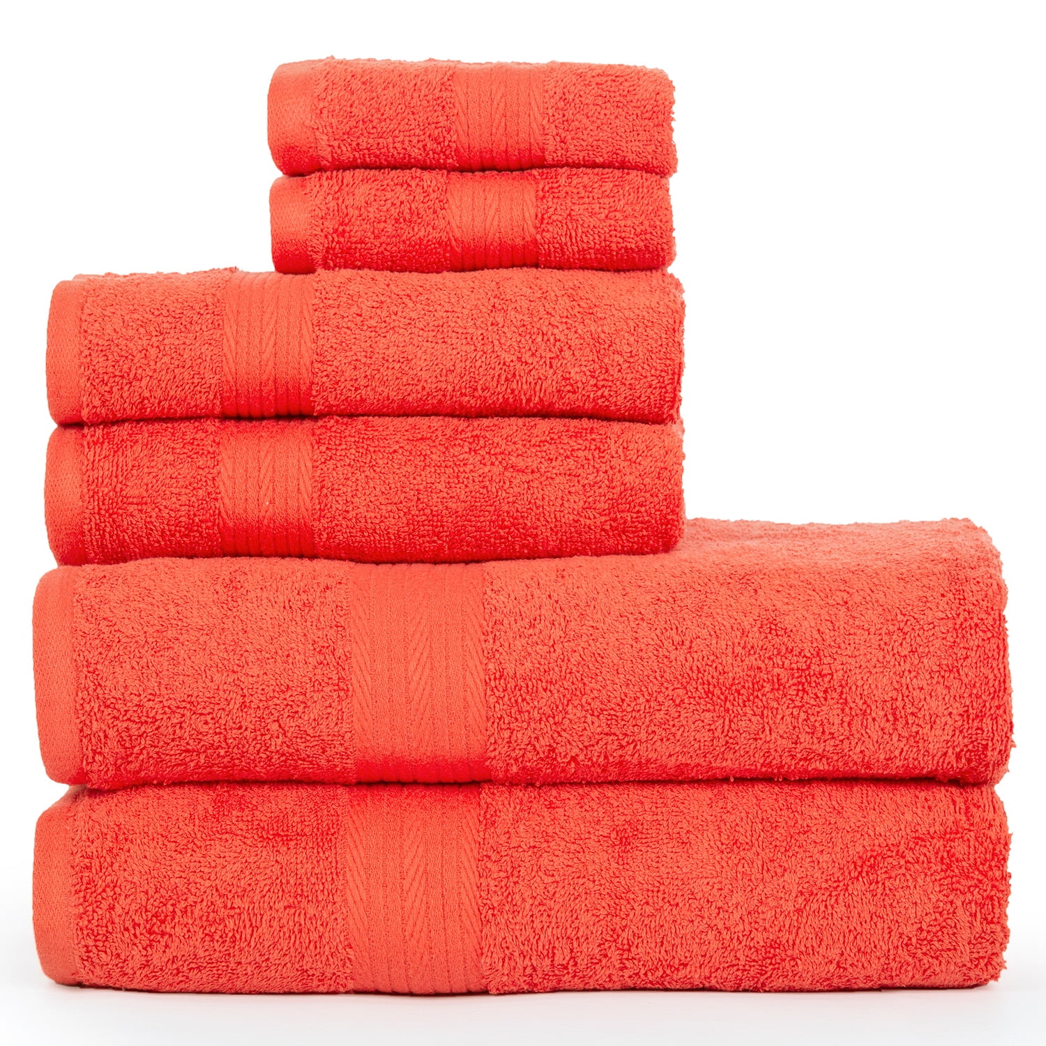 Ample Decor 100% Cotton 6-Piece Bathroom Towel Set - 2 Bath Towels, 2 ...