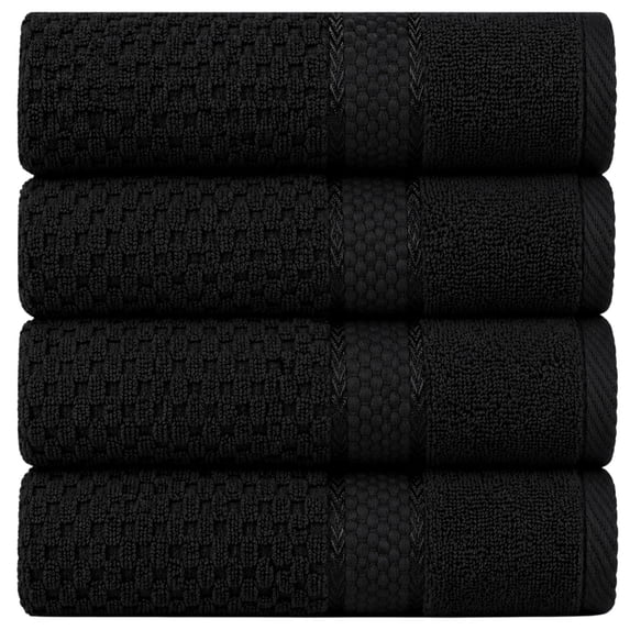 Ample Decor Black Bath Towels for Bathroom Set of 4 100% Cotton Popcorn Textured -Quick Dry, Highly Absorbent, OEKO-TEX Certified, Machine Washable - Mulaayam Collection - 30 X 54 Inch