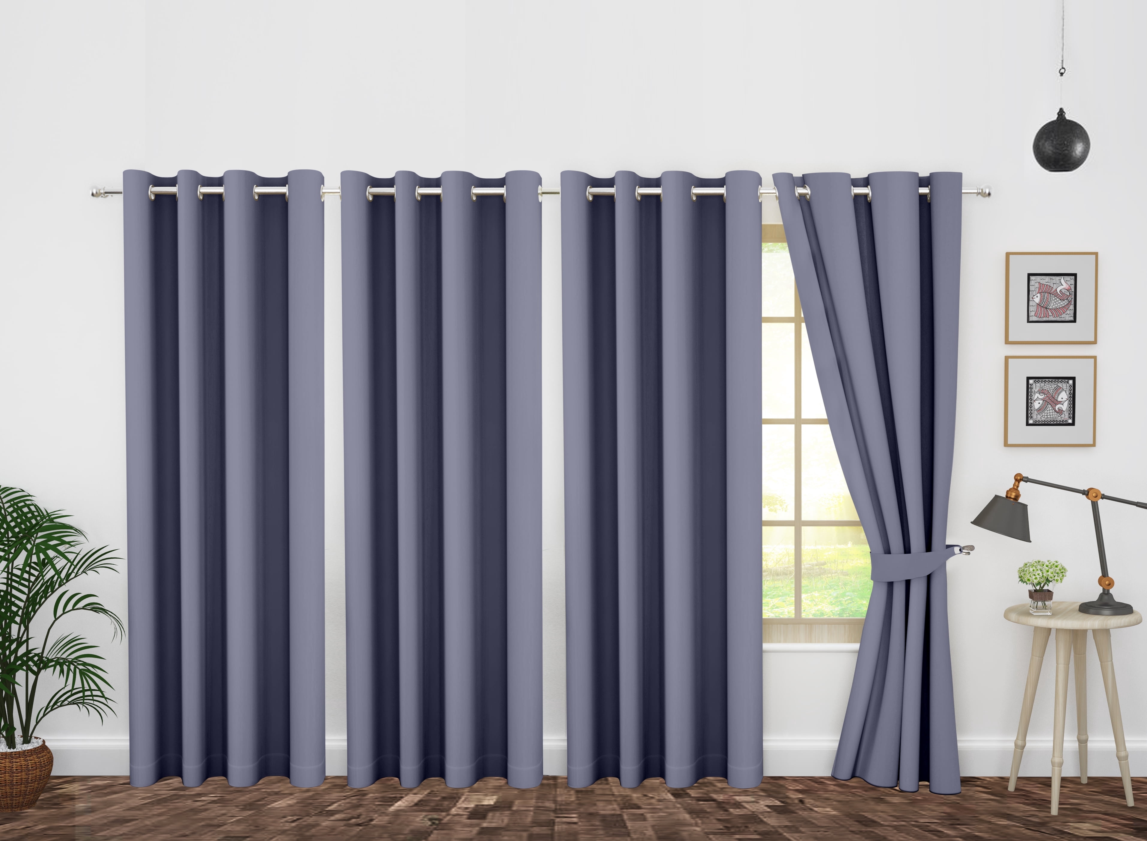 Ample Decor Blackout Curtain 46 x 63 inch Light Purple Set of 4 Panels, Room Darkening for Bedroom, Noise Reducing, Privacy Protection