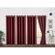 Ample Decor Blackout Curtain 46 x 63 inch Maroon Set of 4 Panels, Room Darkening for Living Room, Noise Reducing, Privacy Protection