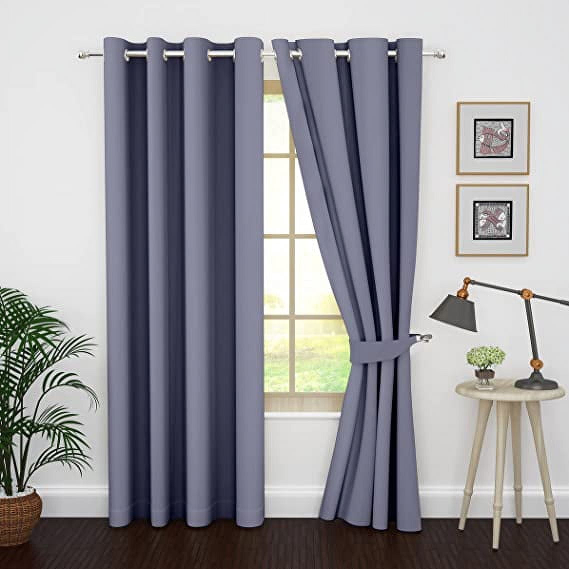 Ample Decor Blackout Curtain 46 x 84 inch Light Purple Set of 2 Panels, Room Darkening for Bedroom, Noise Reducing, Privacy Protection