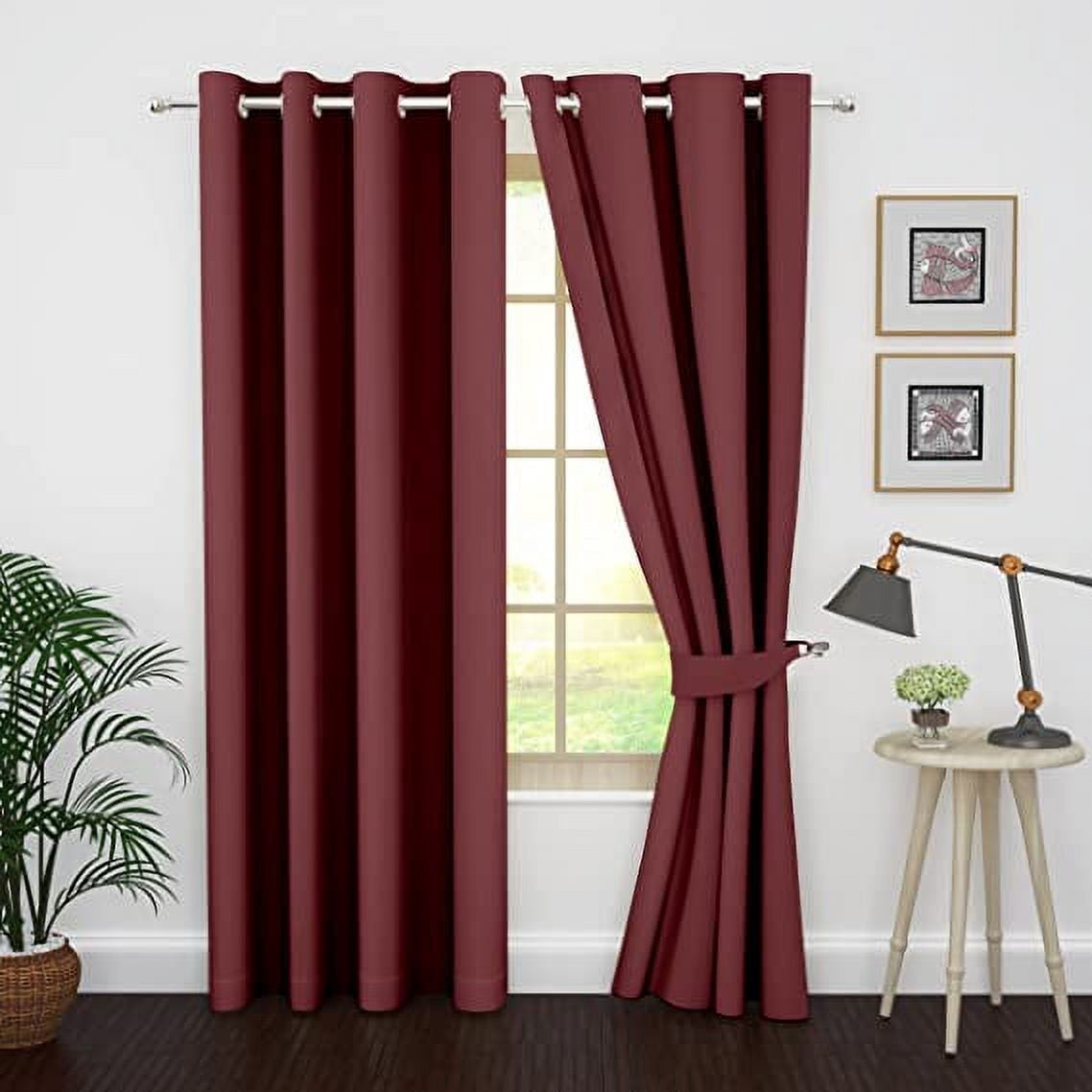 Ample Decor Blackout Curtain 46 x 84 inch Maroon Set of 2 Panels, Room Darkening for Bedroom,Living Room, Noise Reducing, Privacy Protection