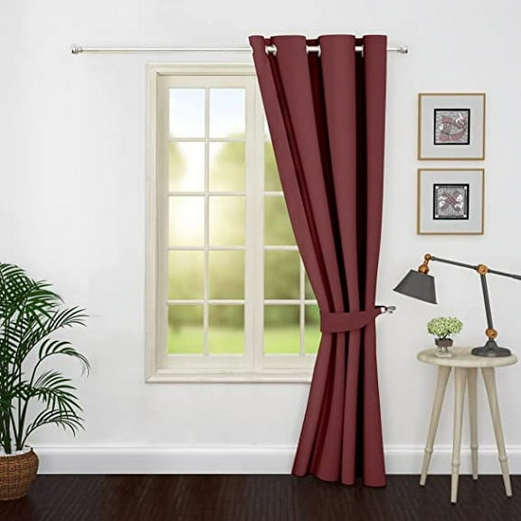 Ample Decor Blackout Curtain 46 x 95 inch Maroon Set of 1, Room Darkening for Bedroom, Noise Reducing, Privacy Protection