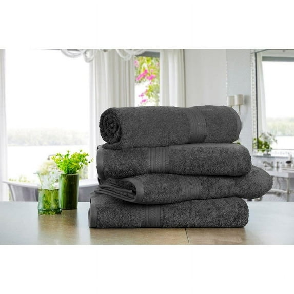 Ample Decor Cotton 600GSM Absorbent Bath Towels 30x54 Inch by - 4 Pcs Grey