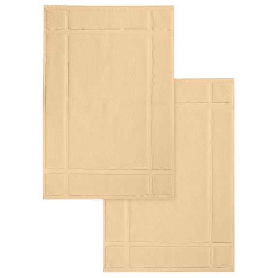 Ample Decor Cotton Bath Mats 2 Pack 24x17 inches 1350 GSM - for Bathroom Floor, Shower - Beige