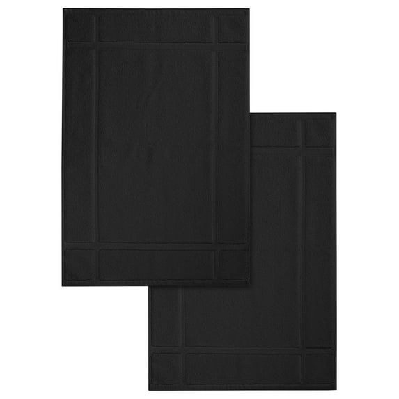 Ample Decor Cotton Bath Mats 2 Pack 24x17 inches 1350 GSM - for Bathroom Floor, Shower - Black