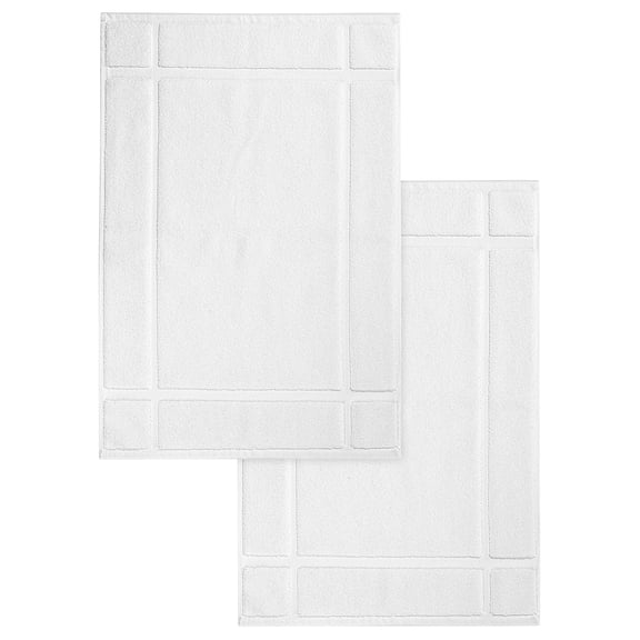 Ample Decor Cotton Bath Mats 2 Pack 24x17 inches 1350 GSM - for Bathroom Floor, Shower - White