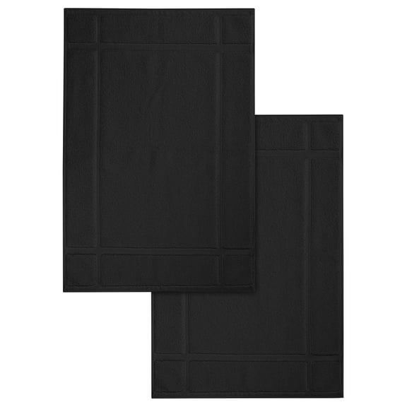 Ample Decor Cotton Bath Mats 2 Pack 34x20 inches 1350 GSM - for Bathroom Floor, Shower - Black